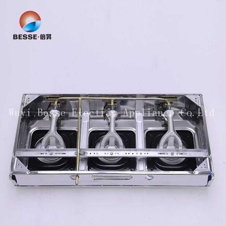 Portable Elegant Silver 3 Burner Gas Stove Cooker (ZG-3092B)