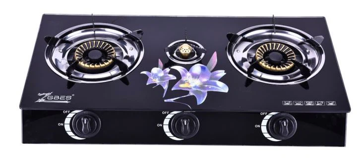 Triple Burner 6mm Tempered Glass Gas Stove Kitchen Cooker